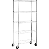 Los mejores  - AmazonBasics - Estantería con 5 baldas- con ruedas- color cromo